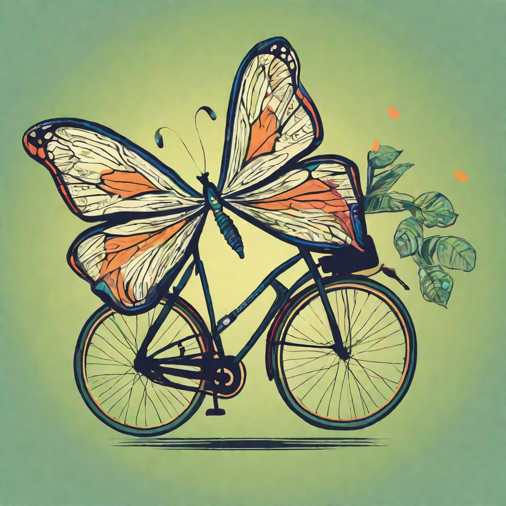 Vector image of a large butterfly on top of a bicycle